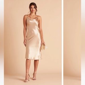 Buddy Gray Lisa Satan Midi Dress Gold Size Small